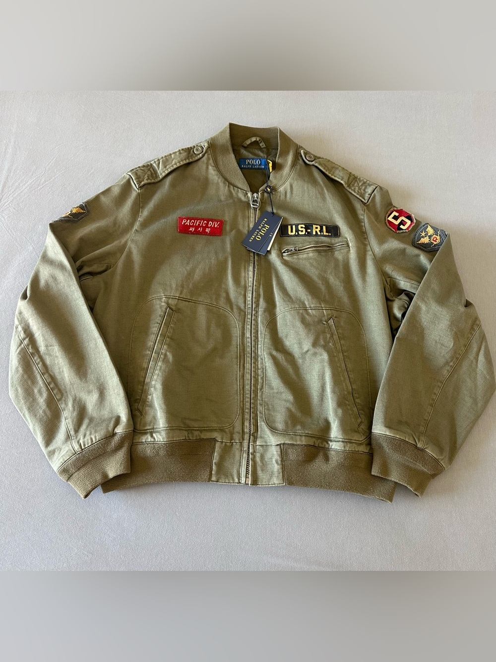 NWT Polo Ralph Lauren 100% Cotton Army Green Flight Jacket